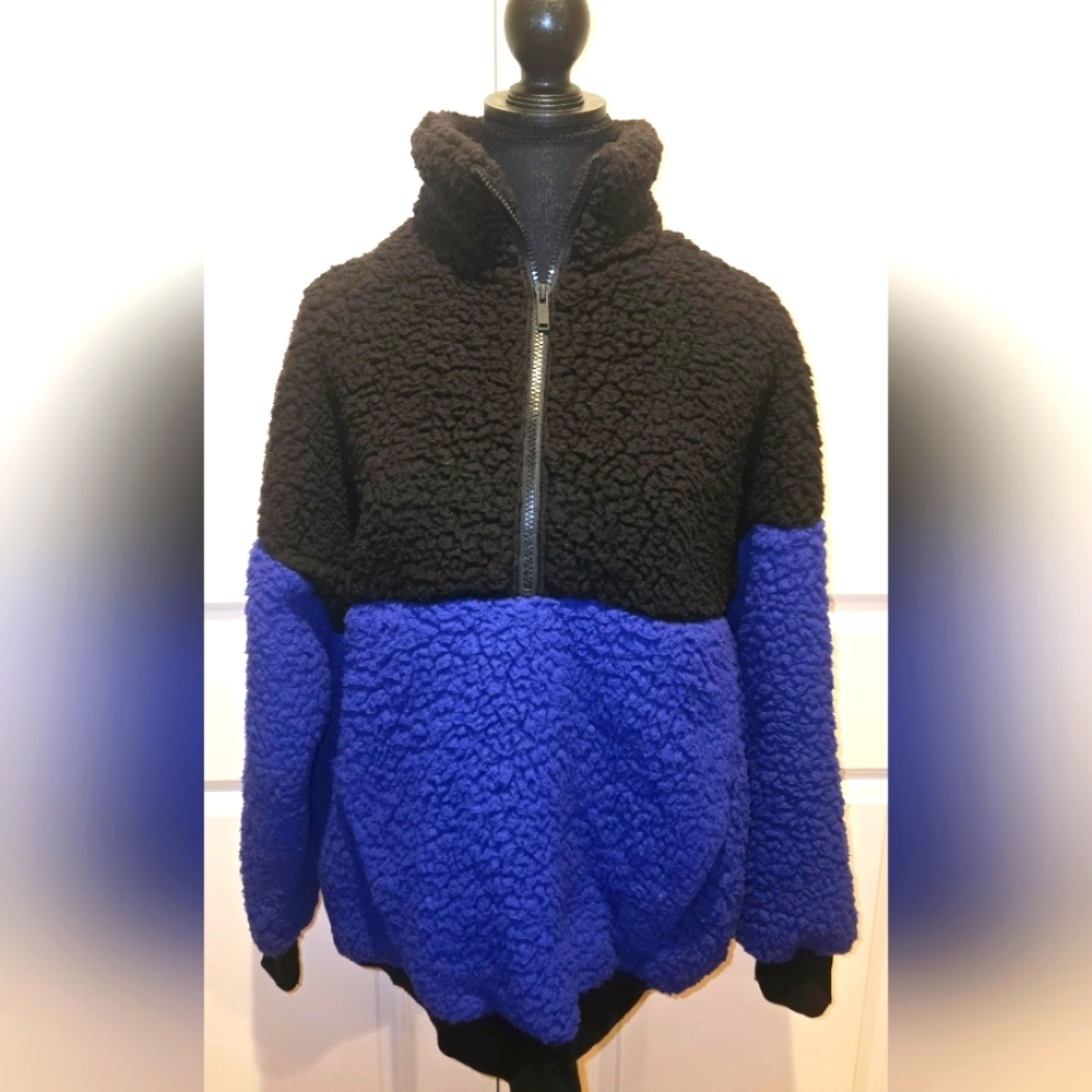 EXPRESS ONE ELEVEN Fleece Quarter Zip Up Color Block SZ sm